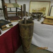 A large antique wooden pestle and mortar taken from a tribe in Les Marashes village, Venezuala