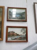 A pair of gilt framed lake scenes signed Kevin Platt