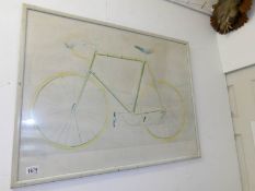 A Greg Vurnoe (1936-1992) exhibition poster of a bike
