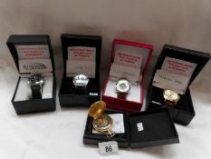 4 Good quality wrist watches and a pocket watch