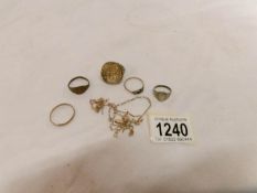 A quantity of gold coloured rings etc