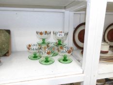 6 hand painted glass sundae dishes (1050/60's)