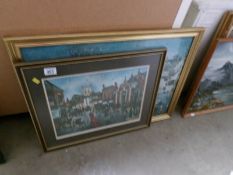 A framed and glazed print of market place Grimsby and one other