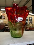 A large art glass vase