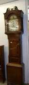 A James Usher of Lincoln mid 19th century 8 day long case clock in oak case with painted dial