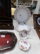 2 Royal Crown Derby plates and 2 Royal Crown derby 'Posies' pin trays