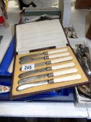 A mixed lot of cutlery including boxed sets