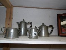 A 4 piece Sheffield pewter tea set