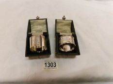 2 silver napkin rings in original cases