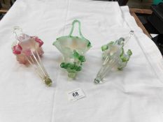 3 glass epergne baskets