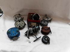 9 fishing reels including vintage