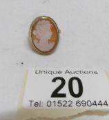 A 9ct gold ring set cameo