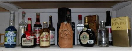 A collection of spirits and brandy including Armagnac Trainnon 1984,