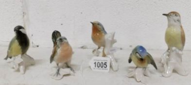 5 continental porcelain birds