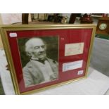 A framed and glazed signed picture display of Prime Minister Gladstone
