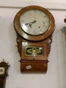 An American inlaid drop dial wall clock