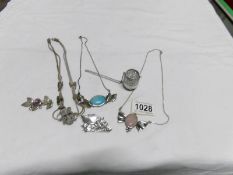 A mixed lot of silver jewellery including matching earrings and necklace,