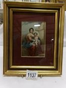 A framed and glazed study of Madonna and Child, image 12.5 x 8.