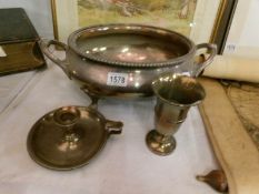 A large silver plate bowl,