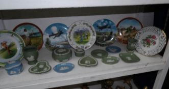 A mixed lot of Wedgwood blue and green Jasper ware