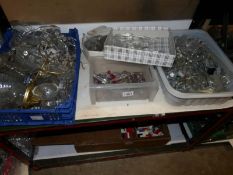 2 large and 3 small boxed of glass lighting parts including chandelier droppers