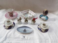 A mixed lot including 3 19th century bells, A Royal Doulton egg cup,