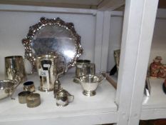 A mixed lot of silver plate including tray etc