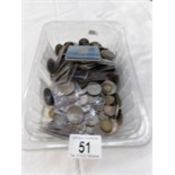 A box of mainly UK nickel coins