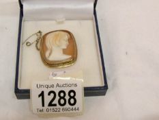 A cameo set in 9ct gold,
