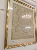 A framed and glazed early gazetteer map of Shropshire published by H G Collins
