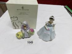 A Royal Doulton figurine 'Bridesmaid' HN2196 and a Royal Doulton boxed 'Street Vendor' series