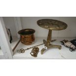 A quantity of copper and brass items