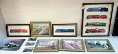 A quantity of framed & glazed locomotive pictures