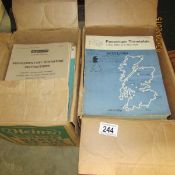 2 boxes of old railway time tables