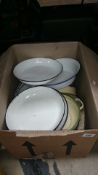 A box of old enamel ware