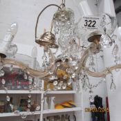 A 5 light glass chandelier