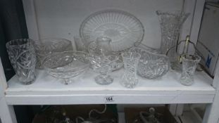 1 shelf of crystal dishes, jugs & vases etc.