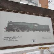 A framed and glazed print peppercorn 'Blue Peter' locomotive