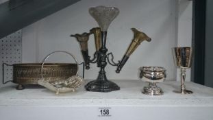 An epergne & silver plated items