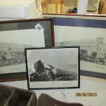 3 framed and glazed locomotive prints and a photo of locomotive 1945