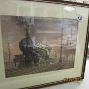 4 framed and glazed prints of locomotives