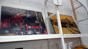 A photograph of LNER Silver Fox & a print of a steam locomotive