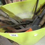 A basket of old tools