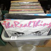 A box of LP records