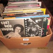 A box of LP records