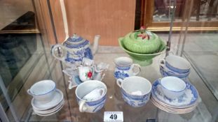 A Carltonware pot & bowl, a part miniature coffee set & a Victorian dish etc.