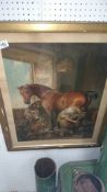 Early 20th Century framed and and glazed print Shoeing Horses