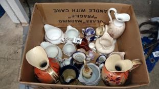 A box of assorted jugs