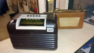 A Bush bakelite radio and a Roberts radio