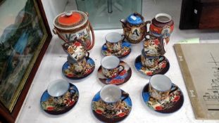 A mixed lot of Oriental items including biscuit barrel, vase ,